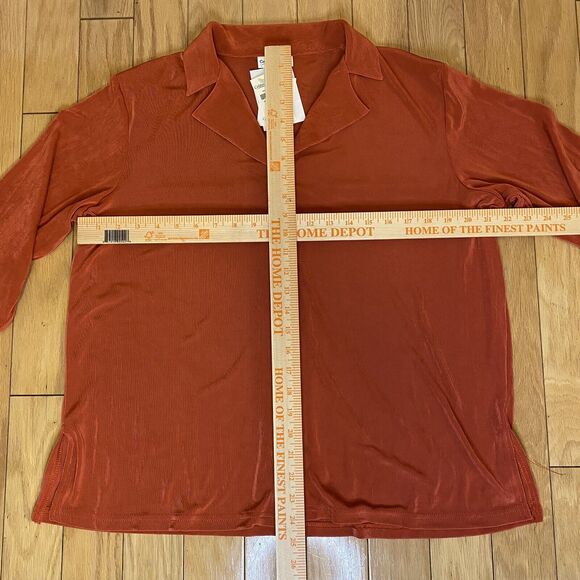 Coldwater Creek Jacket Shirt Travel Knit 1X Orange Front and Back Buttons New - Picture 5 of 5